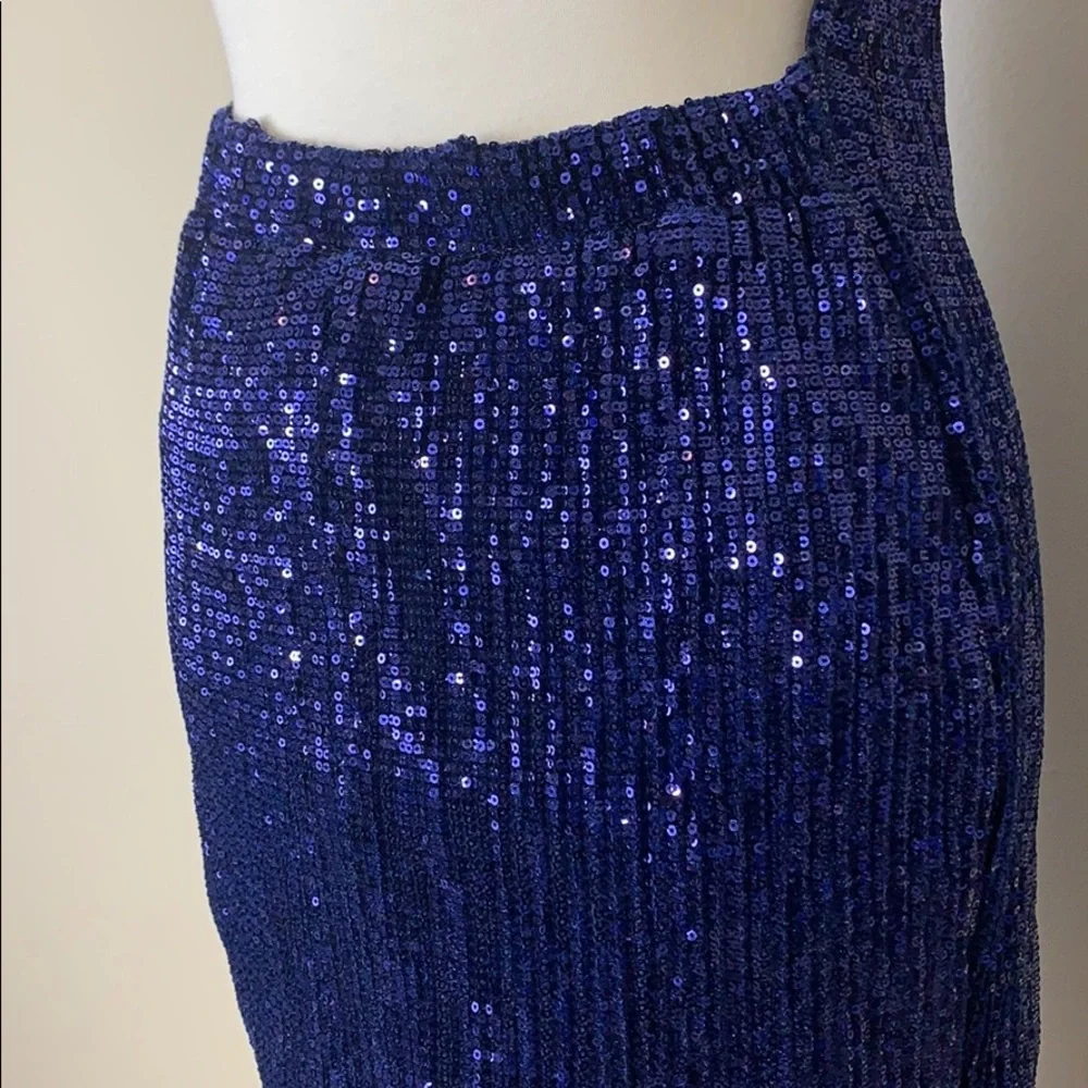 BLITHE Blue Halter Sequins Mini Assymetric Dress - Picture 6 of 8